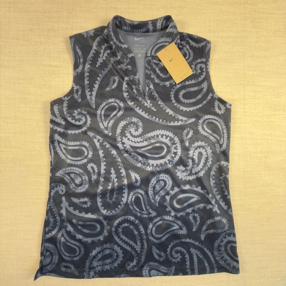 NWT Nike Dri-FIT‎ Paisley Sleeveless Golf Polo Shirt Size M